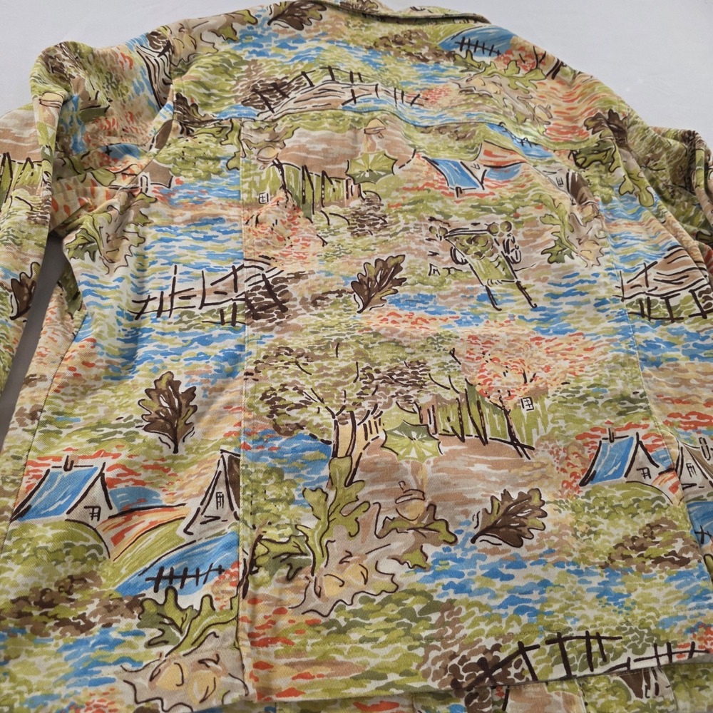 Novelty Scenic Landscape Print Jacket XL 2008 Artsy Teacher Cottagecore 00s - Picture 7 of 8